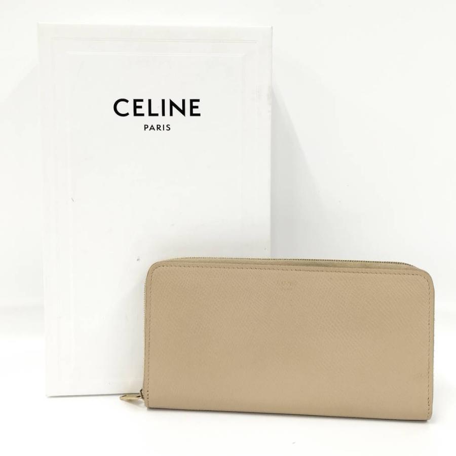 CELINE（セリーヌ） ラウンドファスナー長財布 レザー ベージュ : JJ