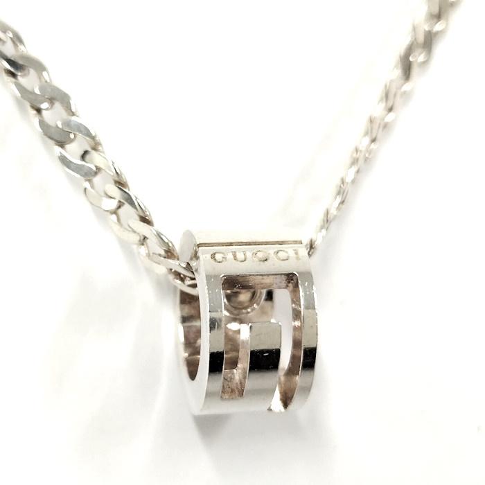 グッチ　カットアウト　リング　ネックレス　925　社外喜平チェーン GUCCI（グッチ） カットアウト Gリング ネックレス シルバー SV925 G