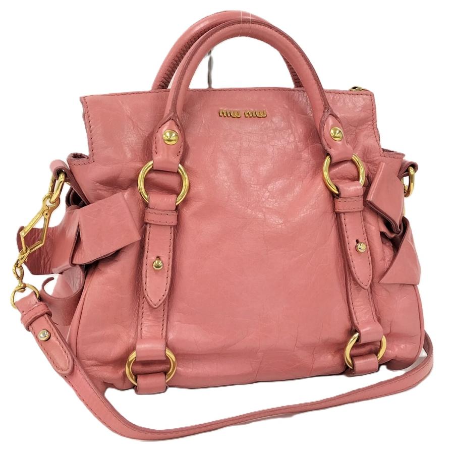 miu miu vitello lux Bag 2way ピンク ハンドバッグ miu miu（ミュウミュウ） MIUMIU VITELLO LUX 2WAYバッグ レザー