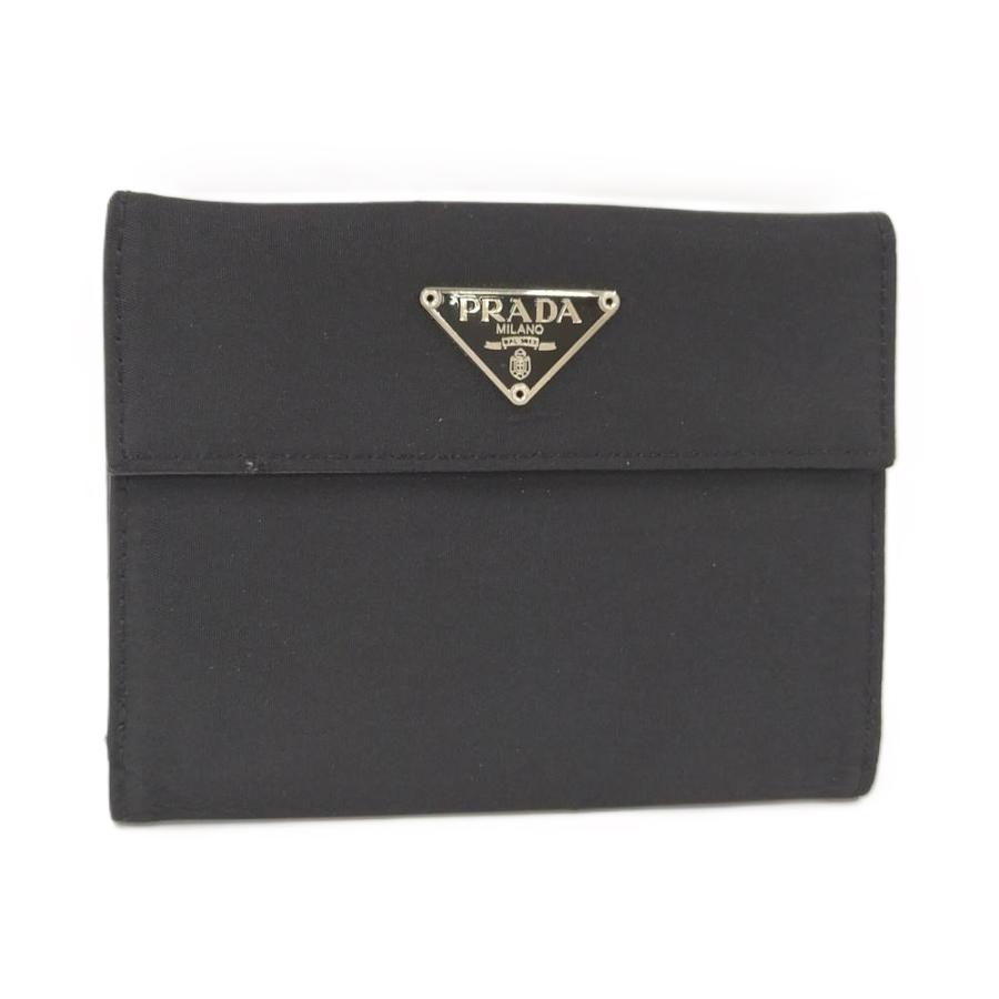 PRADA 二つ折り財布 ブラック ナイロン/レザー PRADA（プラダ） 二つ折り財布 ナイロン ブラック M523 : JJ