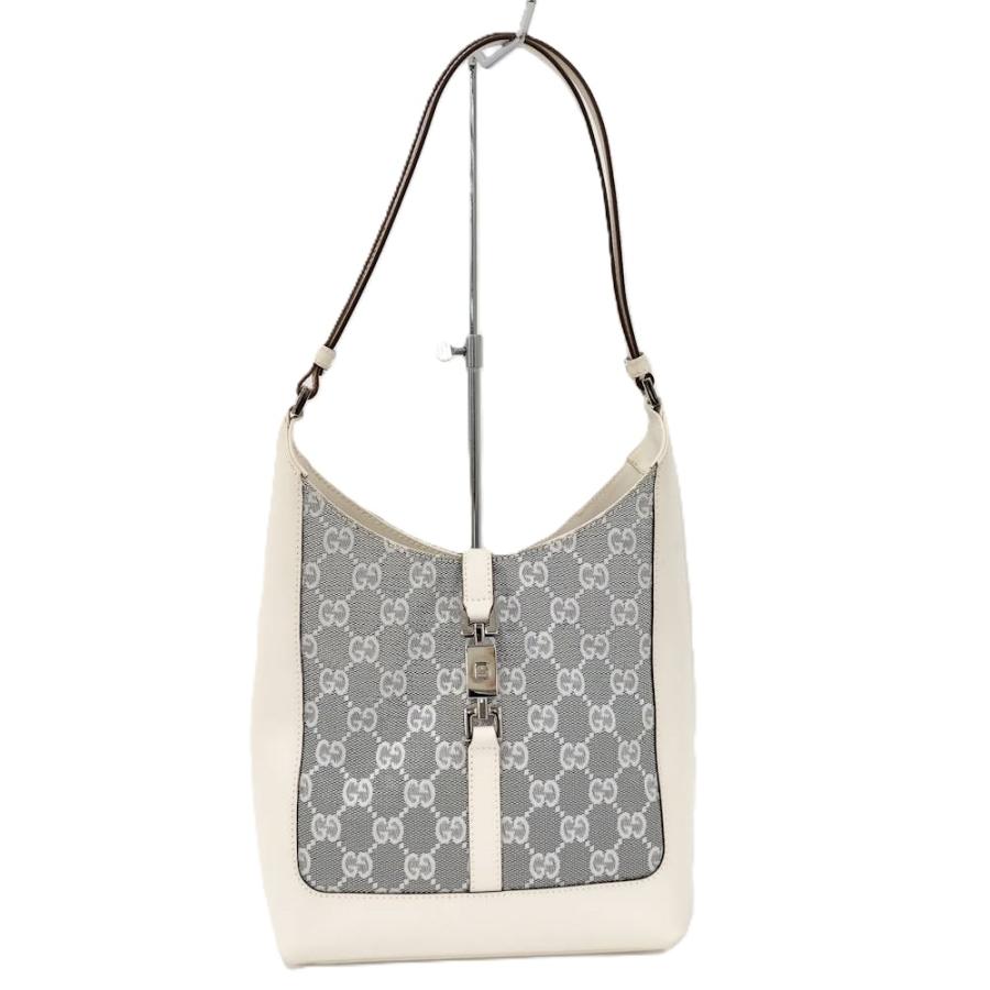 GUCCI（グッチ） ショルダーバッグ GGキャンバス レザー グレー 