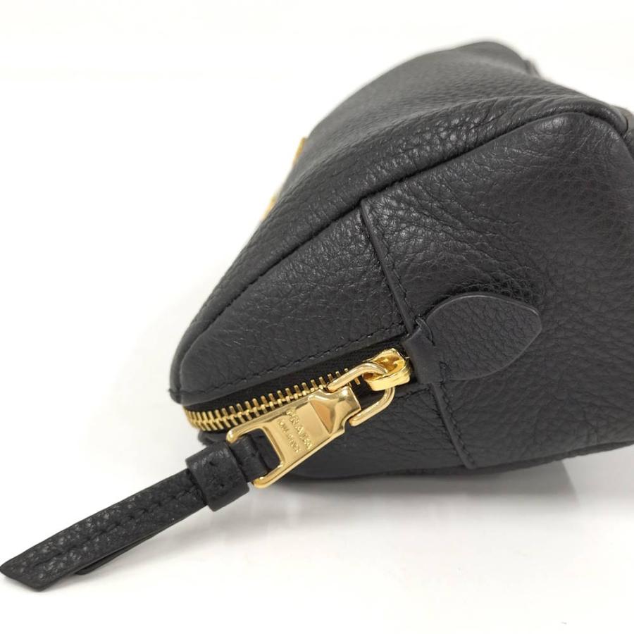PRADA（プラダ） PRADA VITELLO DAINO レザーポーチ ネロ 1ND004 : JJ