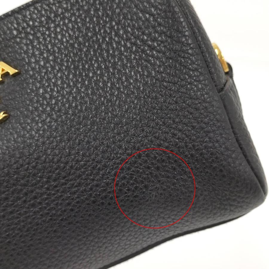 PRADA（プラダ） PRADA VITELLO DAINO レザーポーチ ネロ 1ND004 : JJ