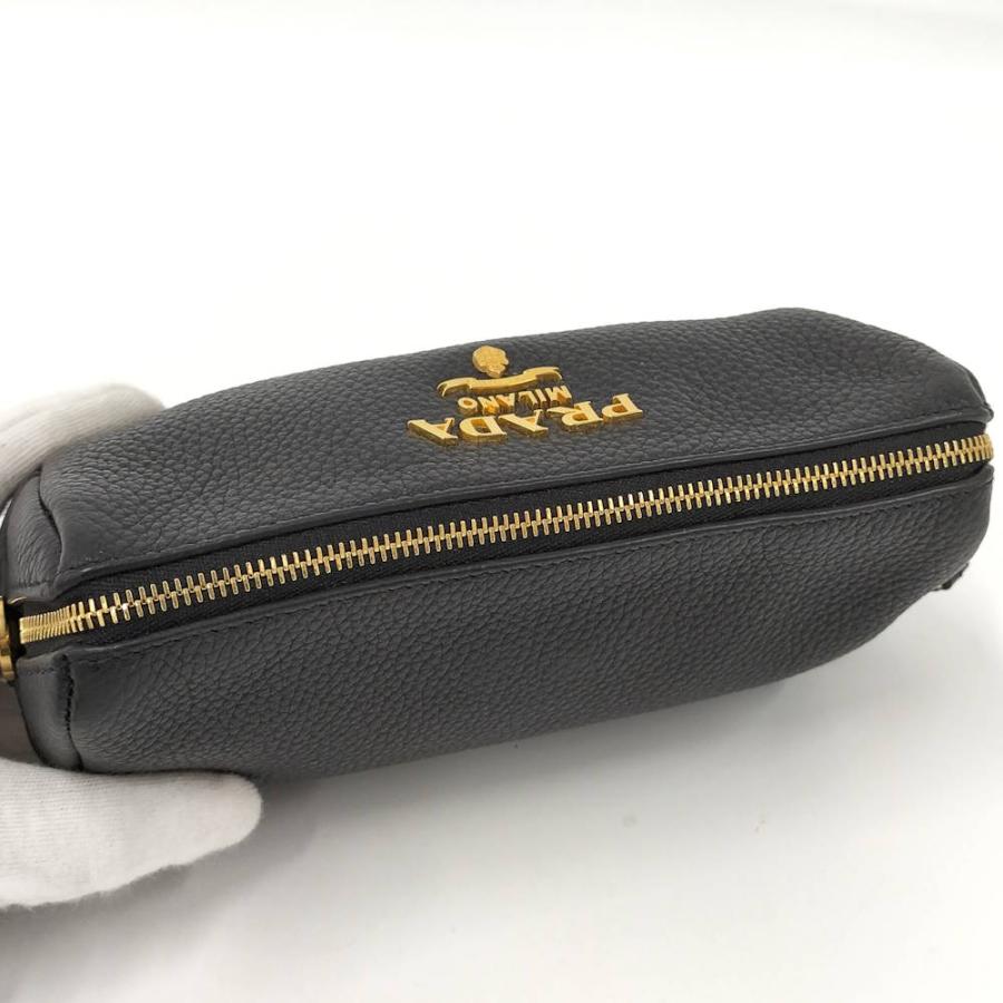 PRADA（プラダ） PRADA VITELLO DAINO レザーポーチ ネロ 1ND004 : JJ