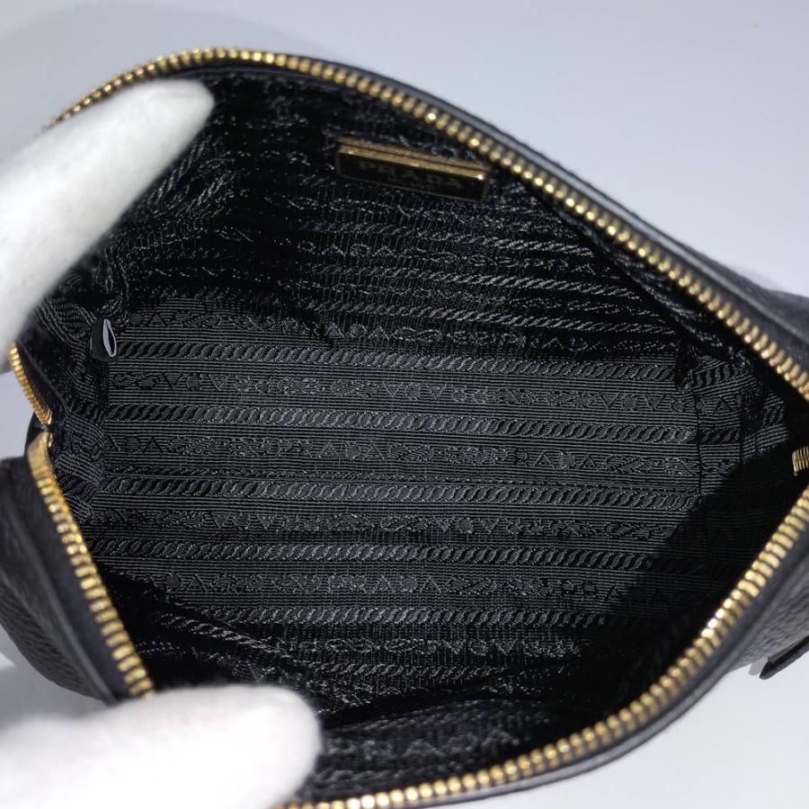PRADA（プラダ） PRADA VITELLO DAINO レザーポーチ ネロ 1ND004 : JJ