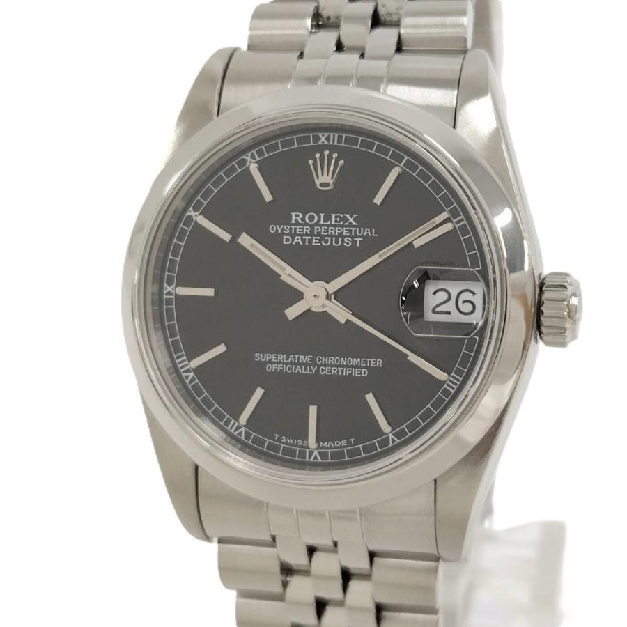 ROLEX オイスターパーペチュアル 自動巻き SS ブラック文字盤