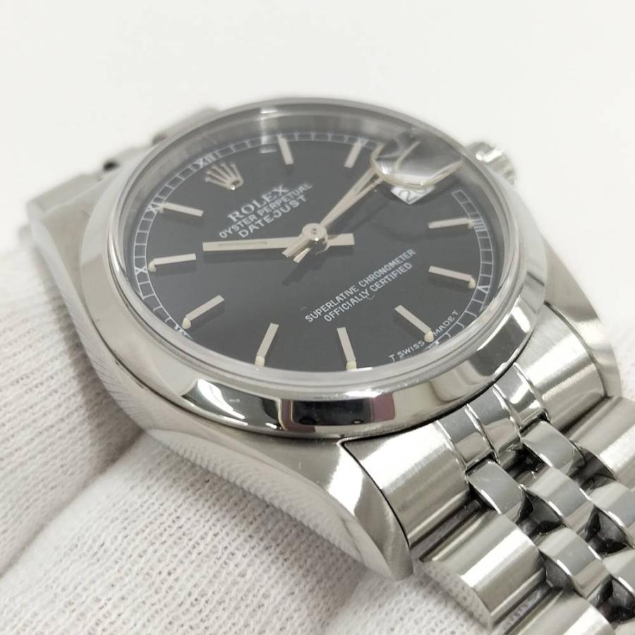 ROLEX オイスターパーペチュアル 自動巻き SS ブラック文字盤