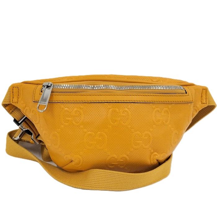 GUCCI ウエストバッグ GGエンボス レザー イエロー 658582 GUCCI（グッチ） ウエストバッグ GGエンボス レザー イエロー 658582