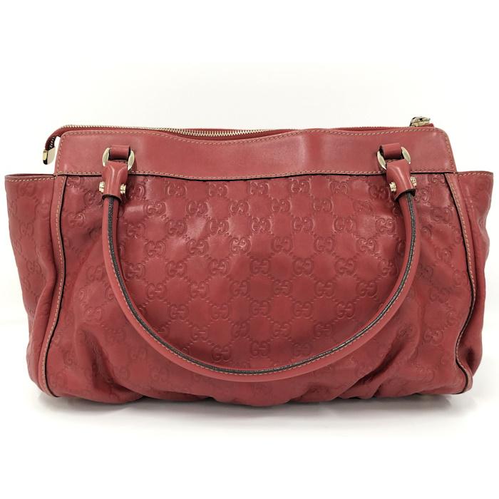 GUCCI（グッチ） トートバッグ 肩掛けバッグ グッチシマ レザー レッド 