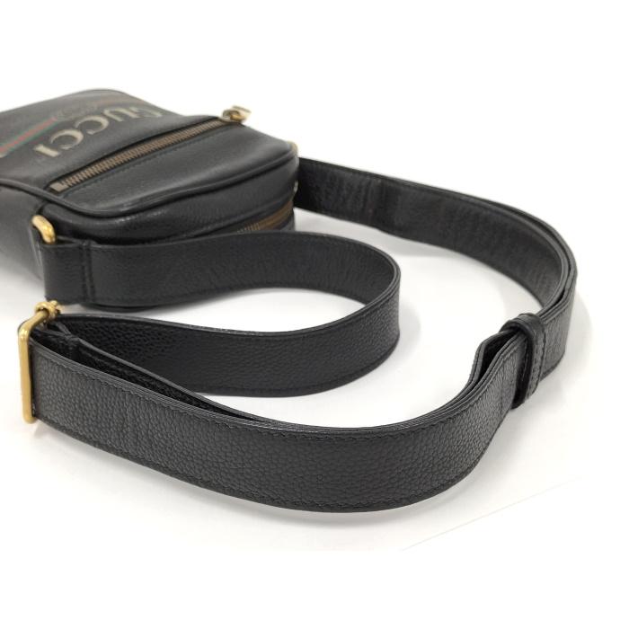 GUCCI ショルダーバッグ ロゴプリント レザー ブラック 574803 : JJ  