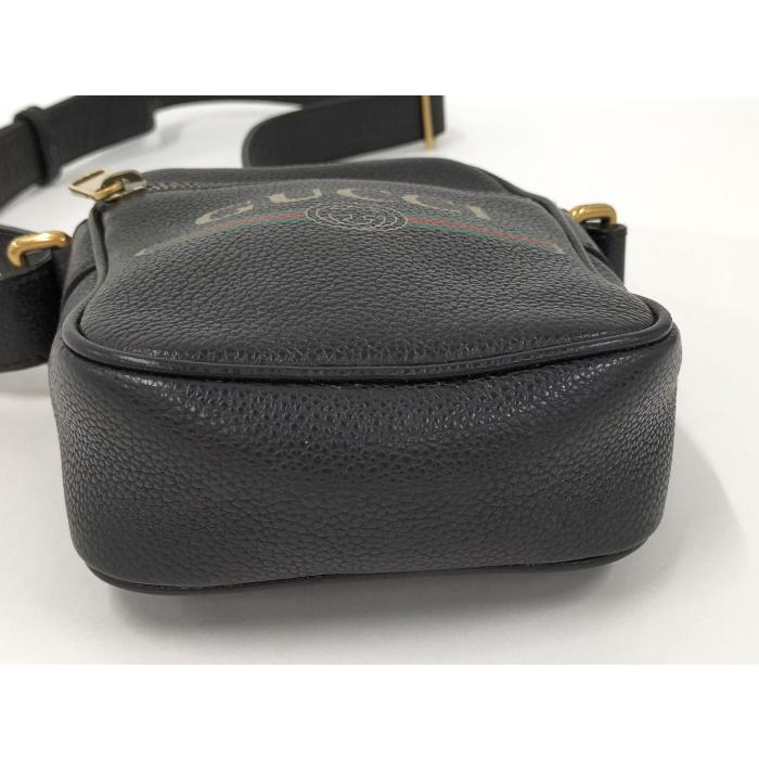 GUCCI ショルダーバッグ ロゴプリント レザー ブラック 574803 : JJ  