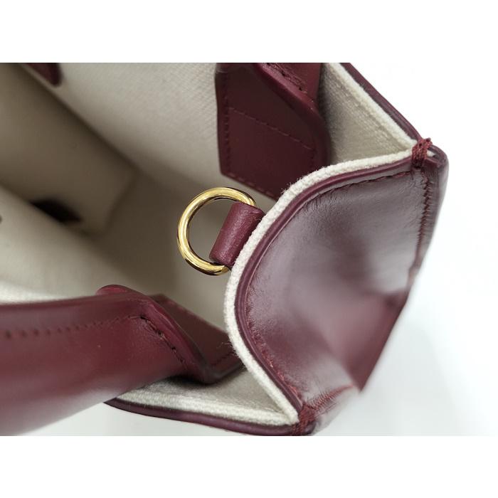 CELINE ミニバーティカルカバ 2WAYハンドバッグ キャンバス レザー アイボリー ボルドー 193302_7