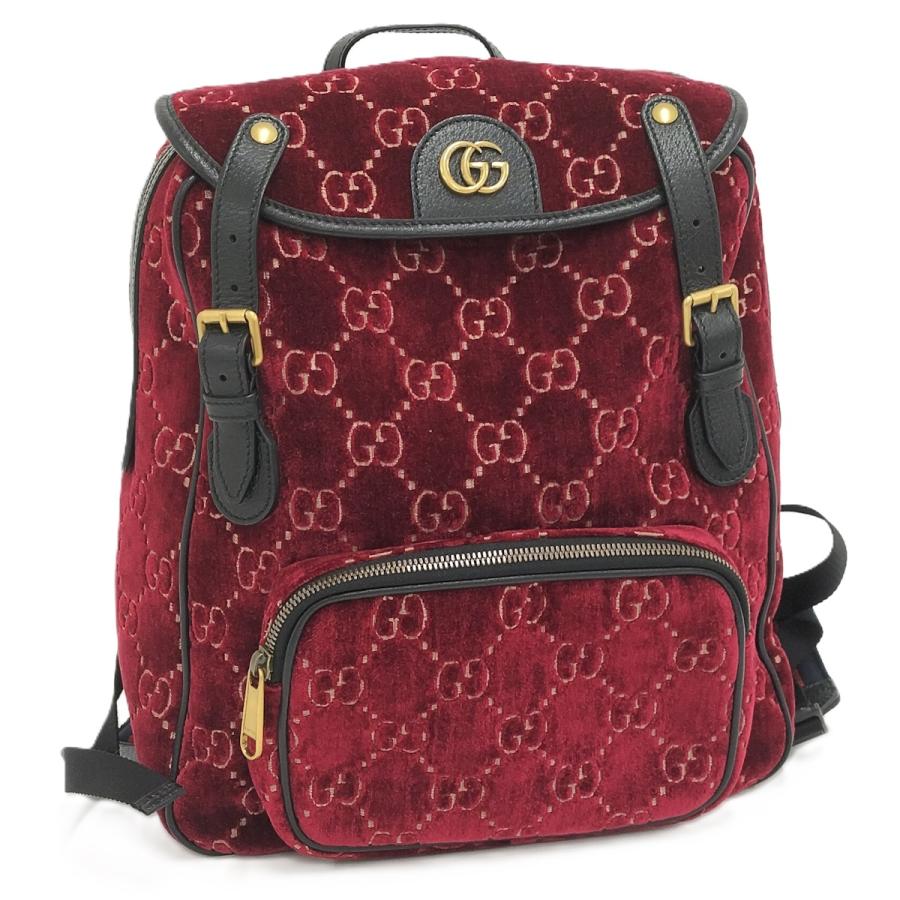 GUCCI（グッチ） リュックサック GGベルベット べロア レッド 574942 