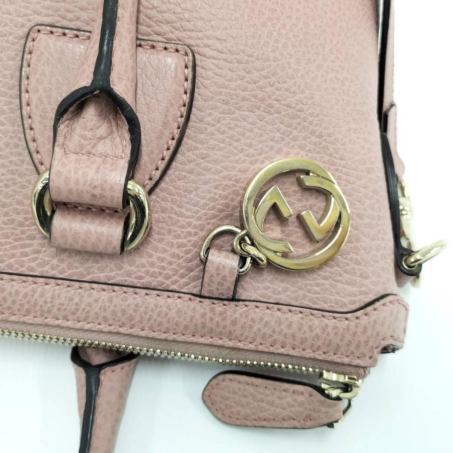 グッチ ハンドバッグ 2way ショルダー レザー ピンクベージュ系 GUCCI グッチ ピンク インターロッキングGチャーム付き 2way