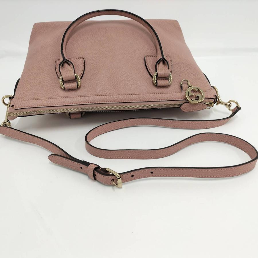 グッチ ハンドバッグ 2way ショルダー レザー ピンクベージュ系 GUCCI グッチ ピンク インターロッキングGチャーム付き 2way