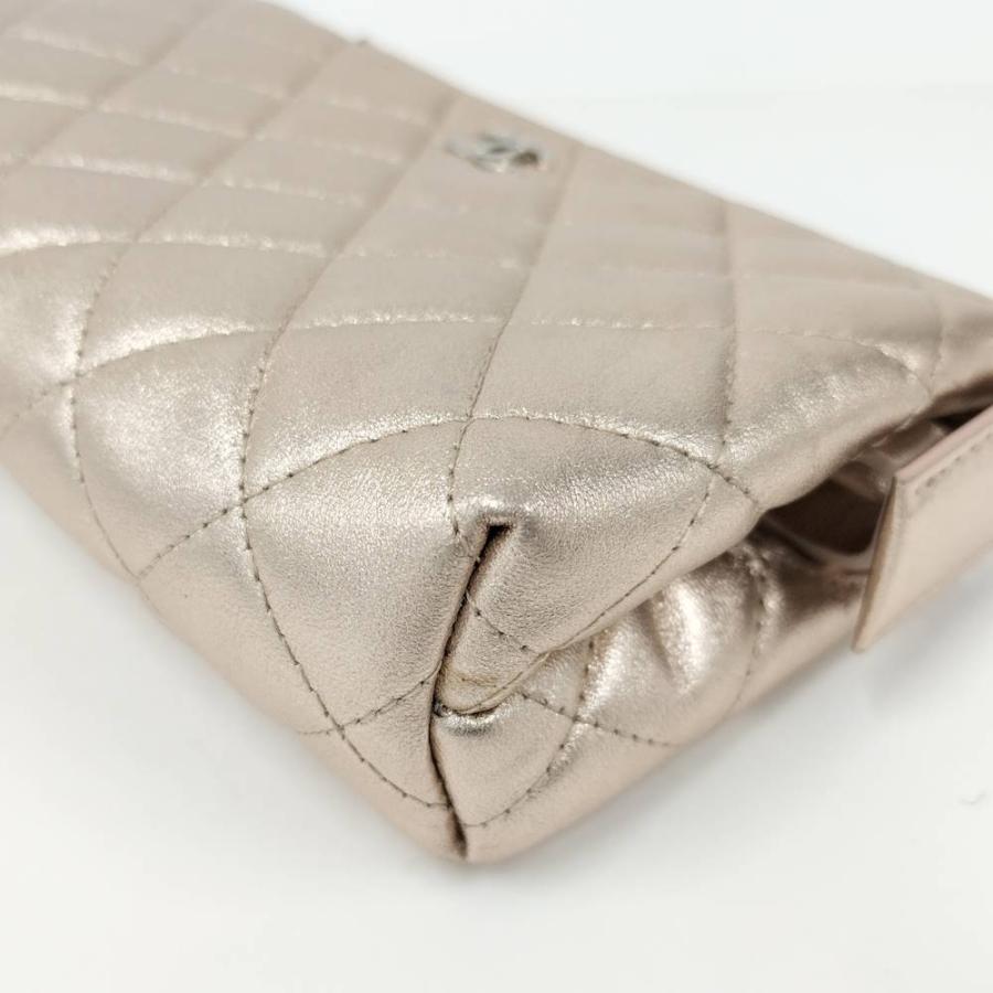 CHANEL マトラッセ コスメポーチ メタリック ココマーク ラムスキン ピンク A69259の画像