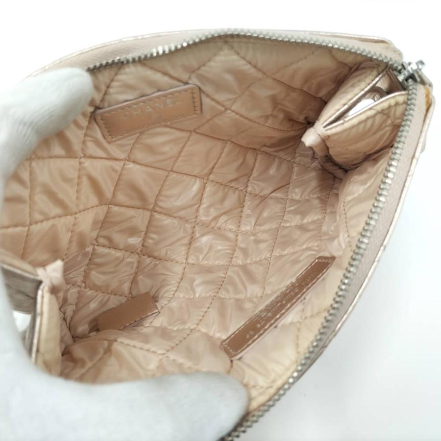 CHANEL マトラッセ コスメポーチ メタリック ココマーク ラムスキン ピンク A69259の画像