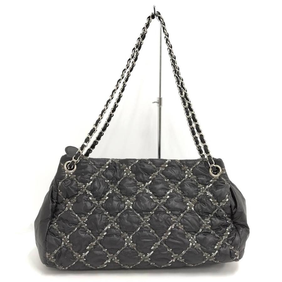 CHANEL チェーン ショルダーバッグ パリビザンス キルティング ナイロン ブラック A50635の画像