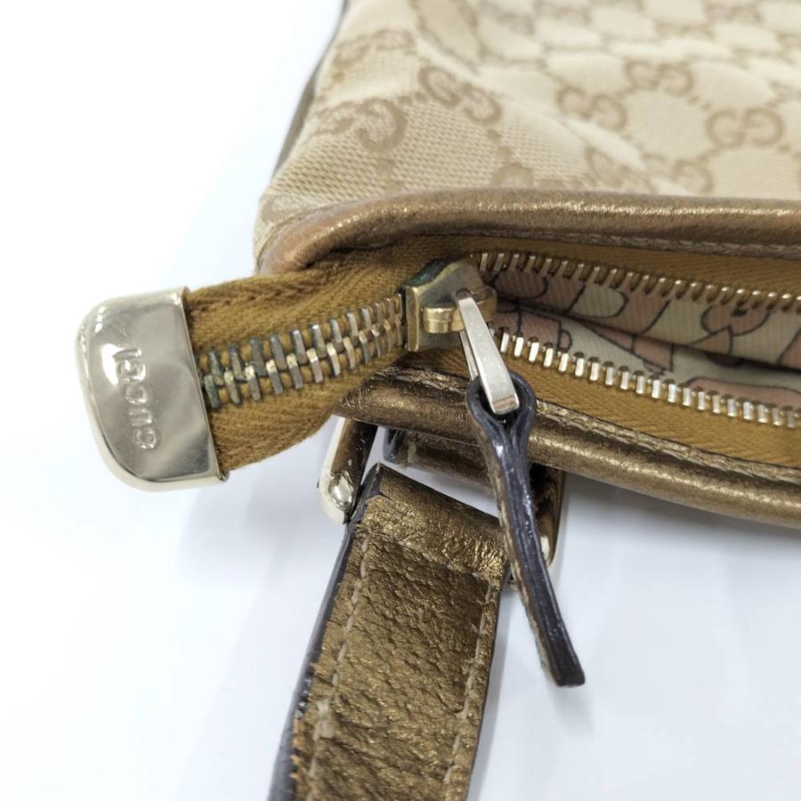 GUCCI（グッチ） ショルダーバッグ GGキャンバス レザー ゴールド系