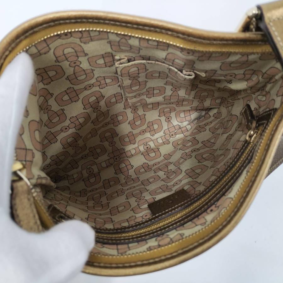 GUCCI（グッチ） ショルダーバッグ GGキャンバス レザー ゴールド系