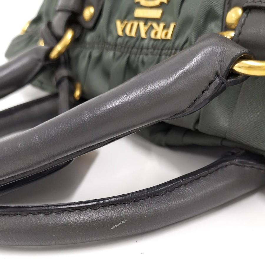 PRADA（プラダ） ギャザー トートバッグ ナイロン カーキ : JJ