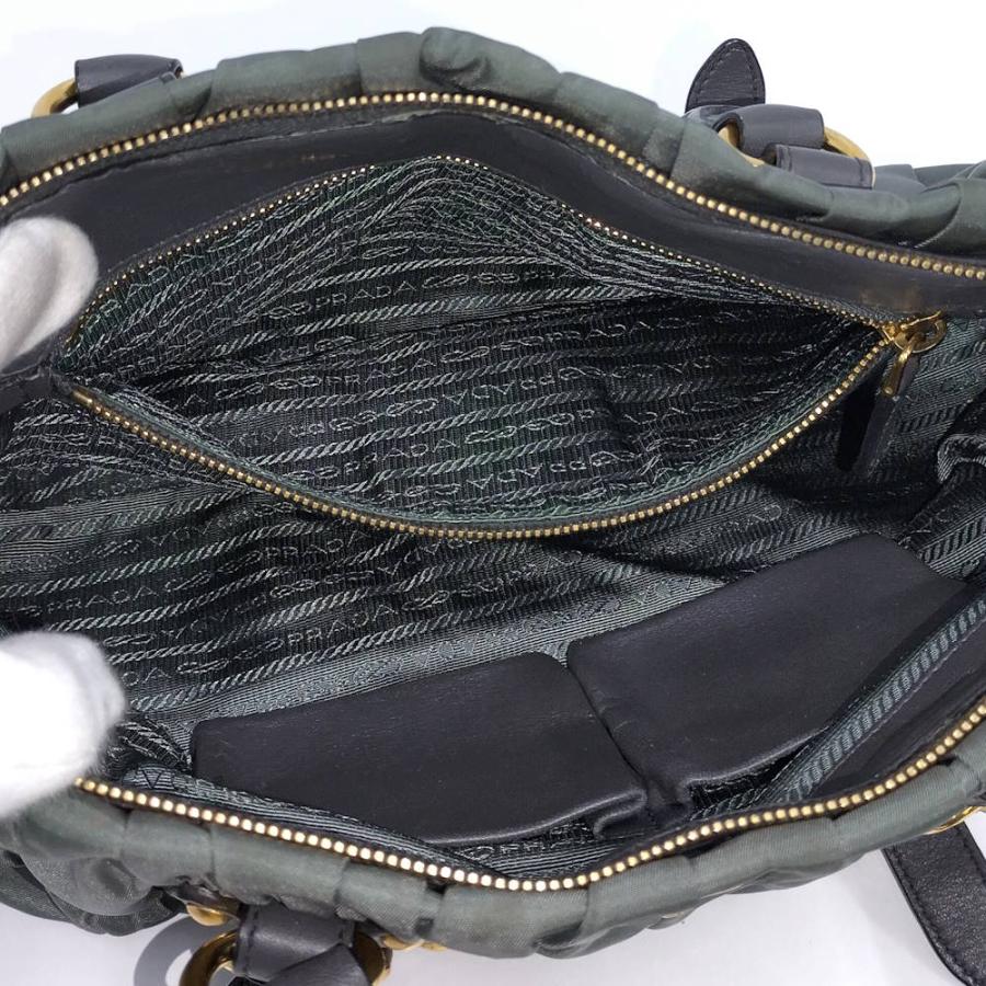 PRADA（プラダ） ギャザー トートバッグ ナイロン カーキ : JJ