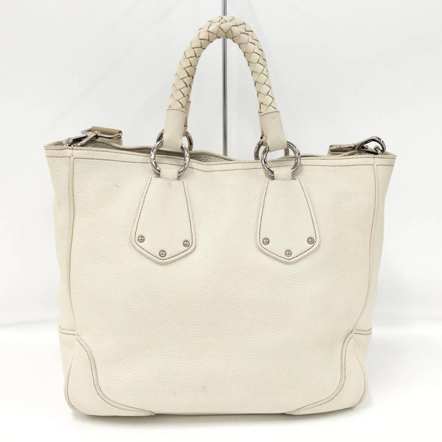 PRADA プラダ レザー 2WAY トートバッグ ホワイト PRADA（プラダ） PRADA 2WAY トートバッグ ハンドバッグ レザー