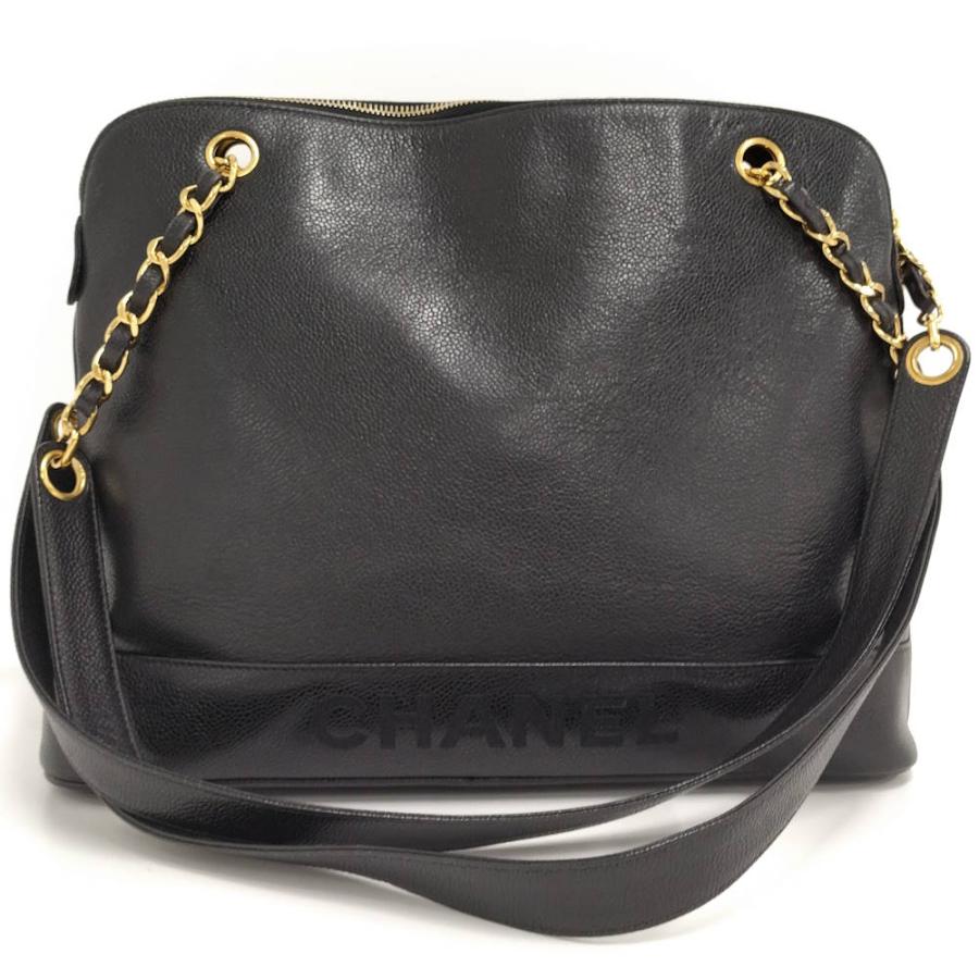 CHANEL チェーン ショルダーバッグ キャビアスキン ブラック A07265の画像