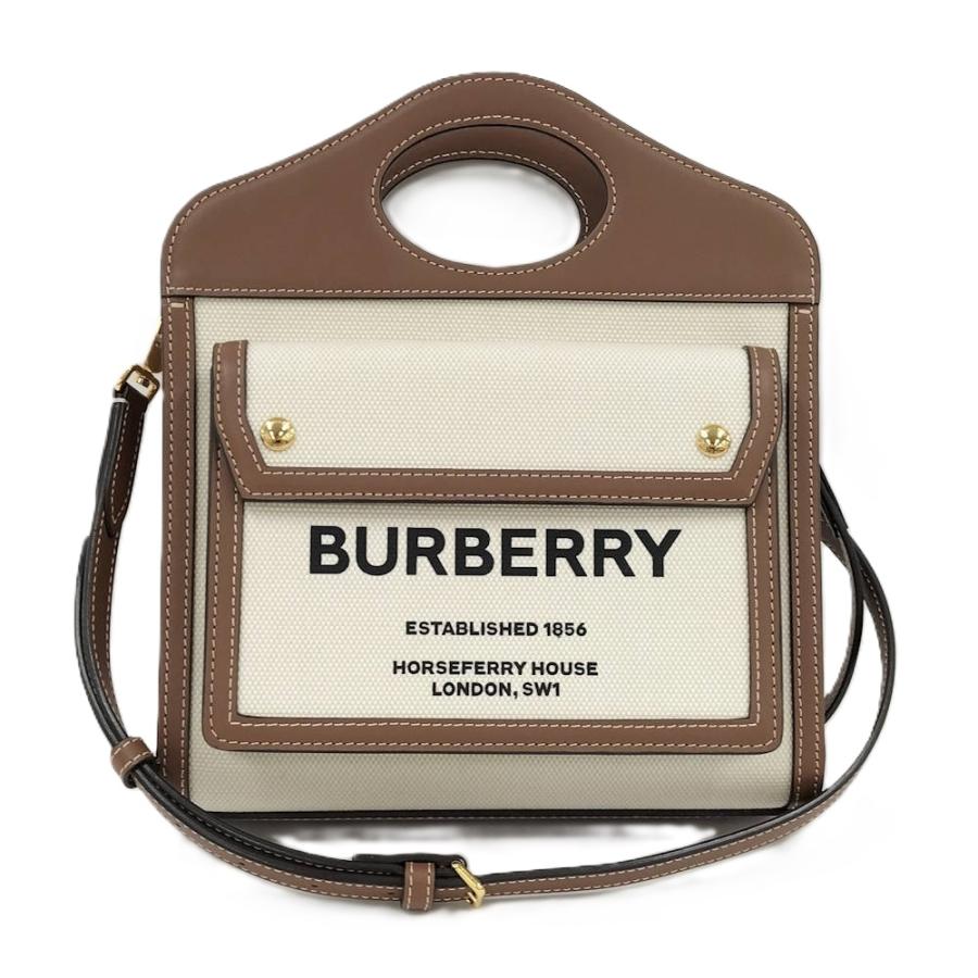 BURBERRY ミニポケットバッグ 2WAY キャンバス レザー BURBERRY（バーバリー） ミニ ポケットバッグ 2WAYバッグ キャンバス