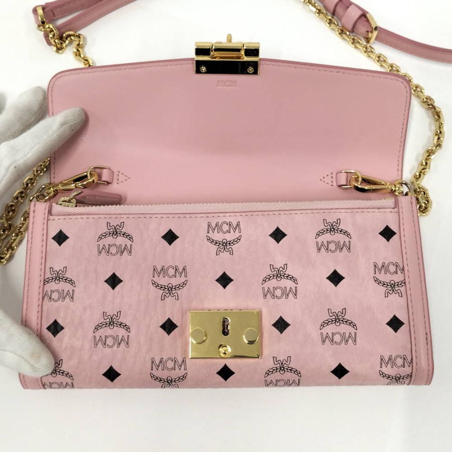 MCM（エムシーエム） チェーンウォレット ヴィセトス柄 レザー ピンク