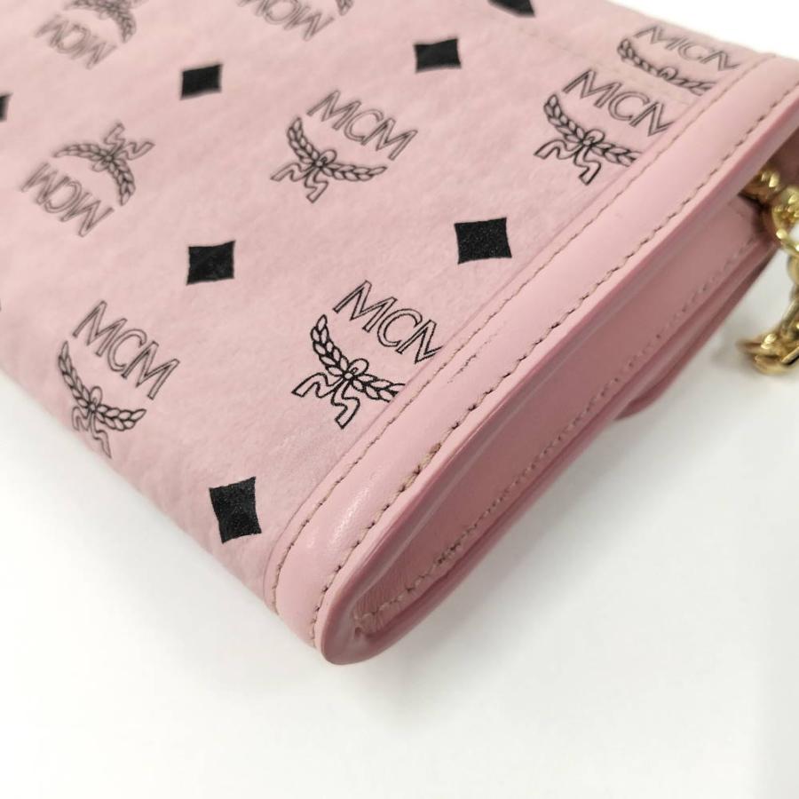 MCM（エムシーエム） チェーンウォレット ヴィセトス柄 レザー ピンク