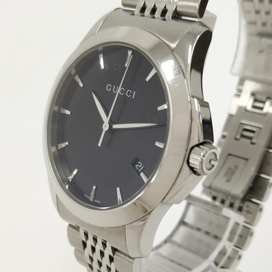 GUCCI 腕時計 クォーツ ブラック文字盤 シルバー GUCCI（グッチ） 腕時計 SS ブラック文字盤 クオーツ 126.4 YA126402