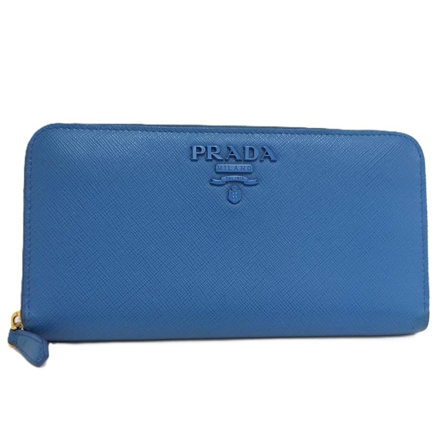PRADA 長財布 サフィアーノ ラウンドファスナー ブルー系 PRADA（プラダ） ラウンドファスナー長財布 サフィアーノレザー ブルー