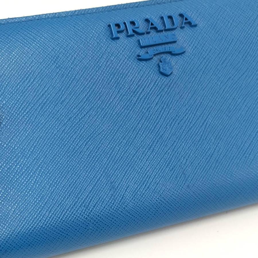PRADA（プラダ） ラウンドファスナー長財布 サフィアーノレザー ブルー