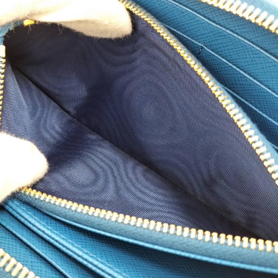 PRADA（プラダ） ラウンドファスナー長財布 サフィアーノレザー ブルー