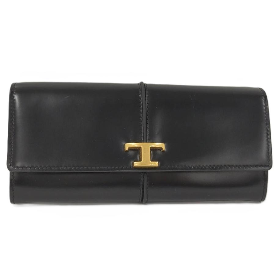 TODS Tタイムレス 二つ折り長財布 レザー ブラック TODS Tタイムレス 二つ折り長財布 レザー ブラック : JJコレクション