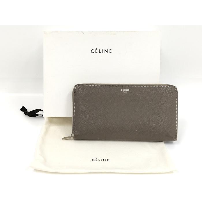 CELINE（セリーヌ） ラウンドファスナー長財布 レザー グレージュ : JJ