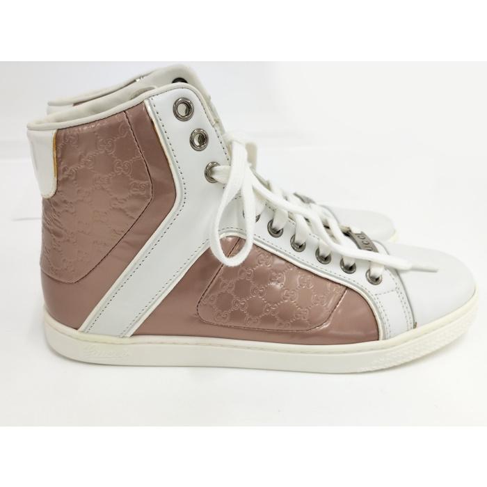 ✨美品✨GUCCI グッチ　ハイカットスニーカー メタリックレザー　ゴールド GUCCI（グッチ） ハイカットスニーカー レディース グッチシマ