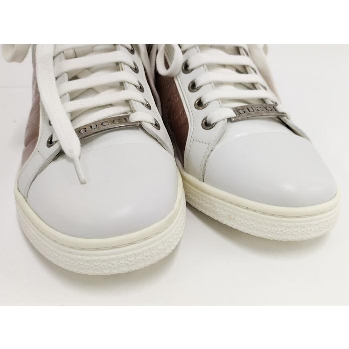 【美品】GUCCI グッチ ハイカットスニーカー メタリックピンク 35 1/2 GUCCI（グッチ） ハイカットスニーカー レディース グッチシマ
