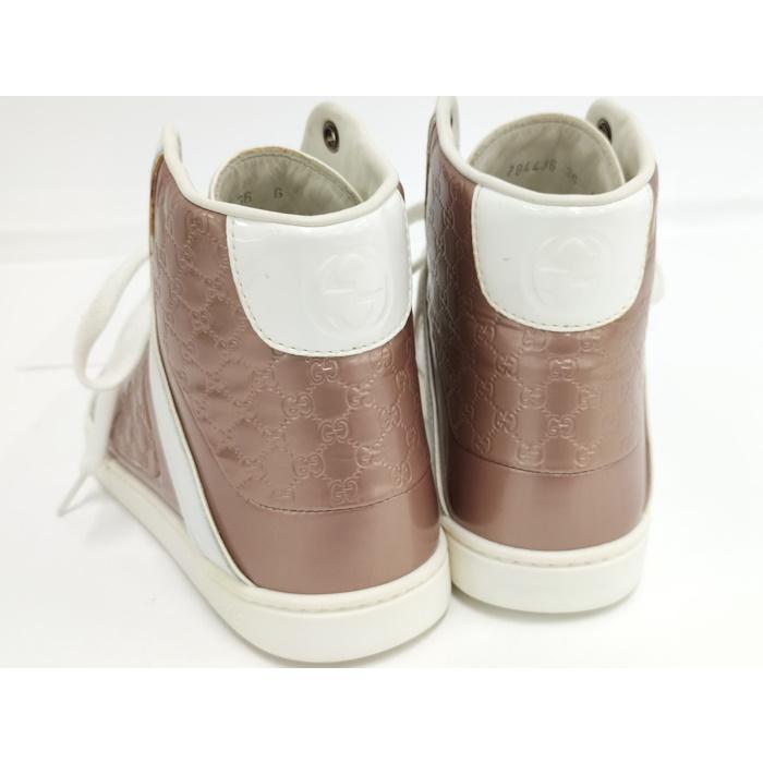【美品】GUCCI グッチ ハイカットスニーカー メタリックピンク 35 1/2 GUCCI（グッチ） ハイカットスニーカー レディース グッチシマ
