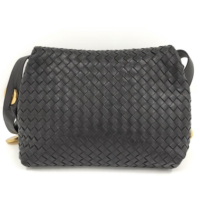 BOTTEGA VENETA ショルダーバッグ イントレチャート レザー ブラック