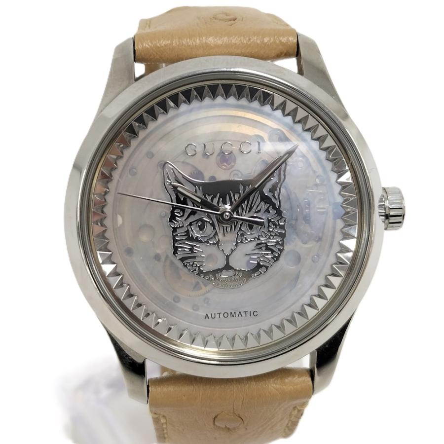GUCCI タイムレス キャット シェル文字盤 オーストリッチレザーベルト GUCCI（グッチ） タイムレス キャット シェル文字盤 オーストリッチ
