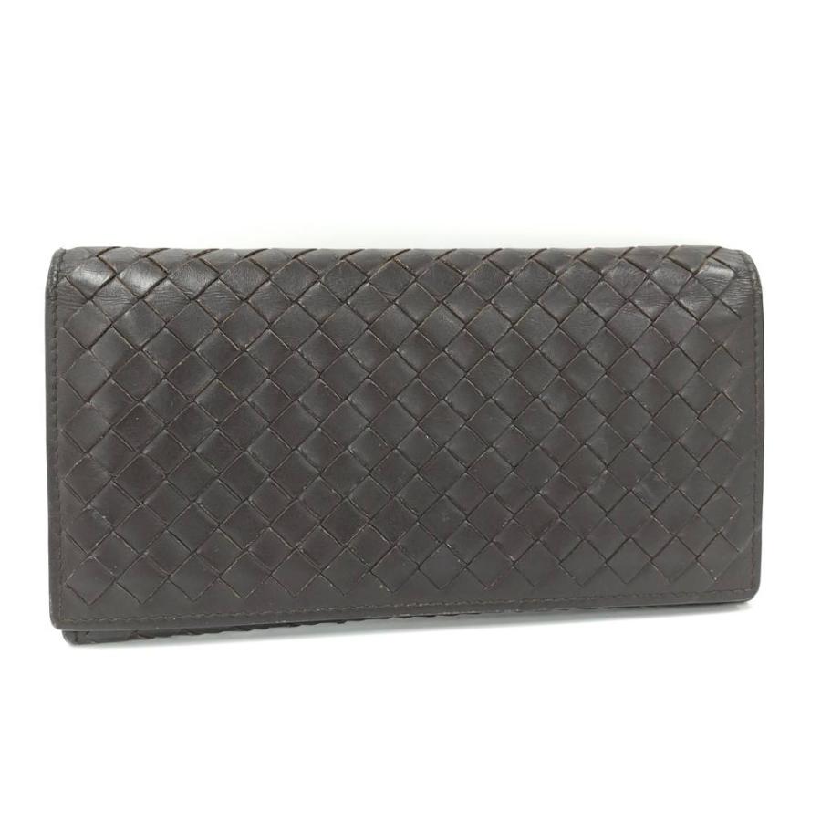 BOTTEGA VENETA イントレチャート 長財布 二つ折り ダークブラウン BOTTEGA VENETA（ボッテガ・ヴェネタ） 二つ折り長財布 イントレ