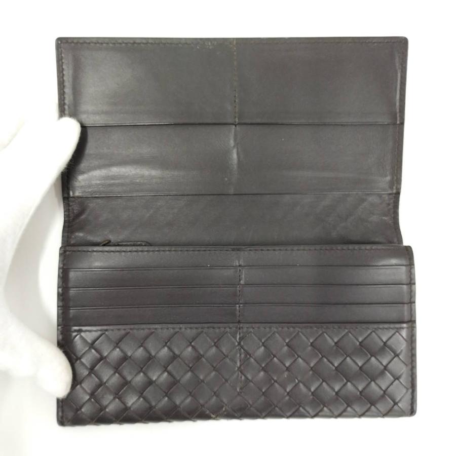 二つ折り 長財布 イントレチャート VENETA BOTTEGA ダークブラウン ブラウン 長財布 ラウンドジップ VENETAイントレチャート BOTTEGA 小物