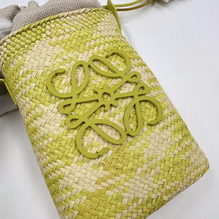 LOEWE ロエベ スクエアポケット ショルダーバッグ イラカヤシ×カーフ