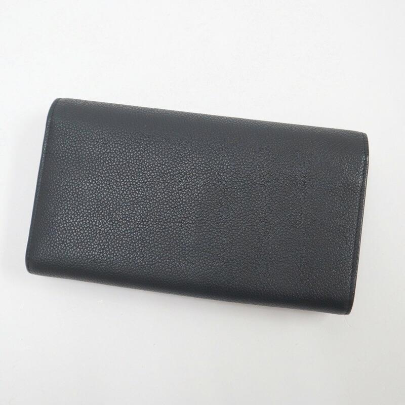 SAINT LAURENT サンローラン フラップ長財布 レザー ブラック×シルバー