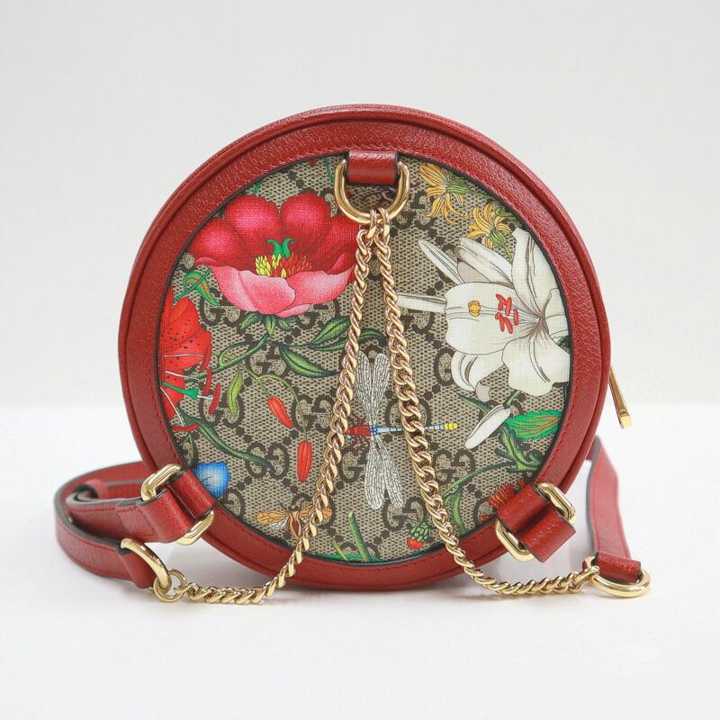 GUCCI グッチ ミニ・サークル・リュック オフィディア×GGフローラ PVC×レザー カーキ×レッド 598661_2