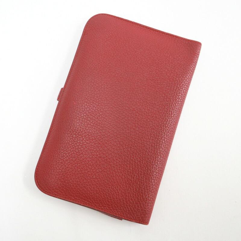 HERMES エルメス ドゴンGM 二つ折り長財布 トゴ ボルドー×シルバー金具
