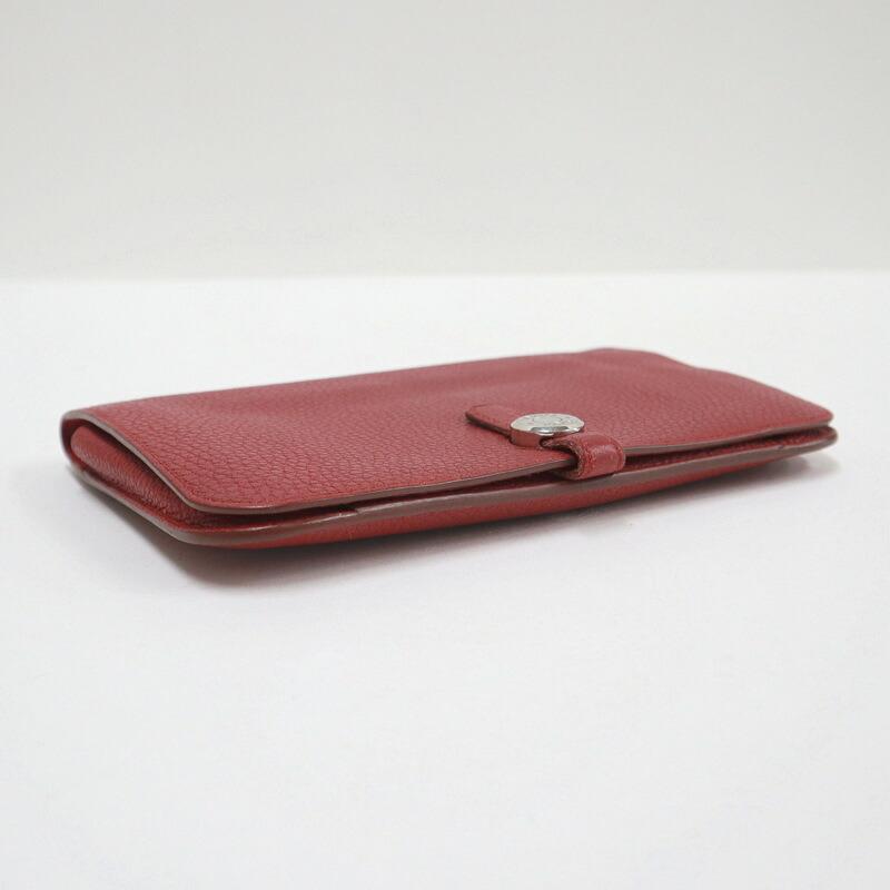 HERMES エルメス ドゴンGM 二つ折り長財布 トゴ ボルドー×シルバー金具