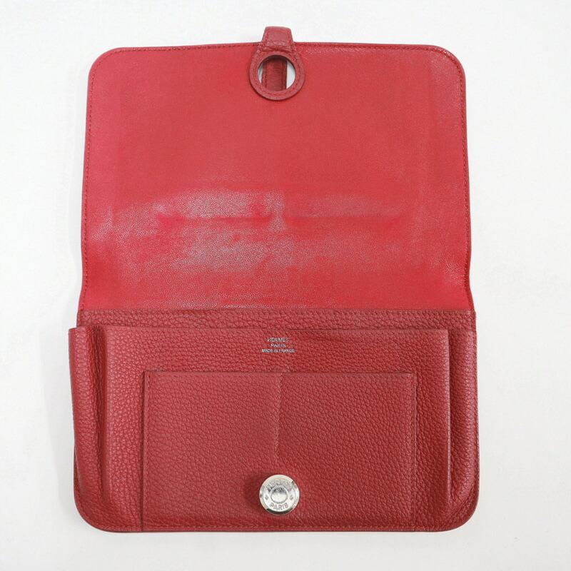 HERMES エルメス ドゴンGM 二つ折り長財布 トゴ ボルドー×シルバー金具